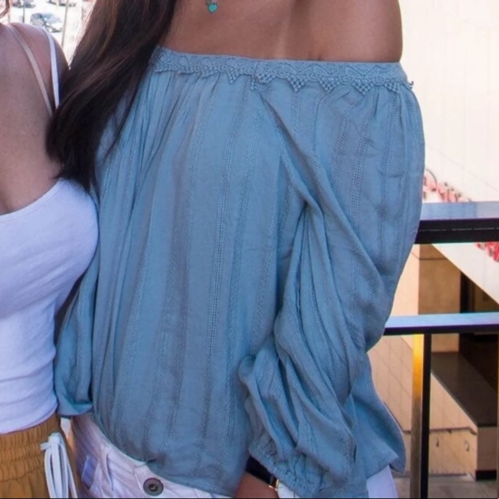 ☆ Off-the Shoulder Blue Top ☆